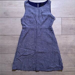 Tahari 100% Linen Sleeveless Sheath Dress with Pockets Blue Coastal OldMoney | 6